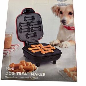 Dash Mini Dog Treat Maker - Red - Non-Stick Surface - Makes 6 Treats Open Box